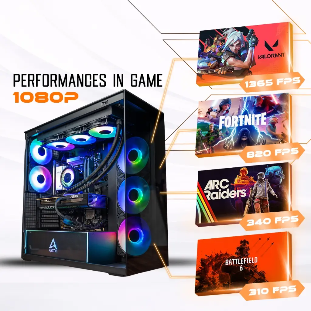 Graphique des performances FPS en 1440p du PC gamer Cheetoh Remastered avec RTX 5070 sur Valorant et Cyberpunk 2077