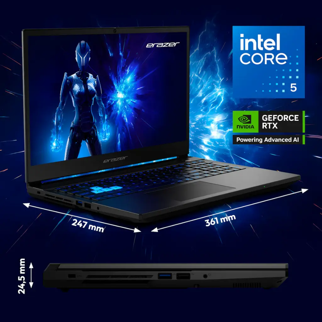 ERAZER Deputy P1 Core 15" / RTX 5050 / Ultra 5 210H / 16GB DDR5 / 144Hz