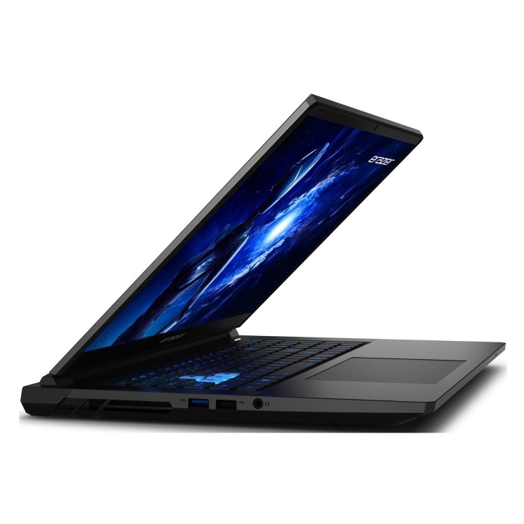 Profil ouvert PC portable gamer ERAZER Deputy P1 RTX 5060 Intel Core 5 210H 15 pouces 16Go DDR5 écran Full HD 144Hz design noir gaming