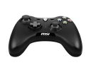 Vue de trois quarts manette PC MSI Force GC30 V2 avec sticks analogiques et gâchettes de précision pour gaming FlowUP