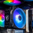 Zoom sur les composants internes du PC Typhoon : ventirad Arctic Freezer 36 ARGB, mémoire vive Corsair Vengeance RGB et SSD Crucial P3 Plus