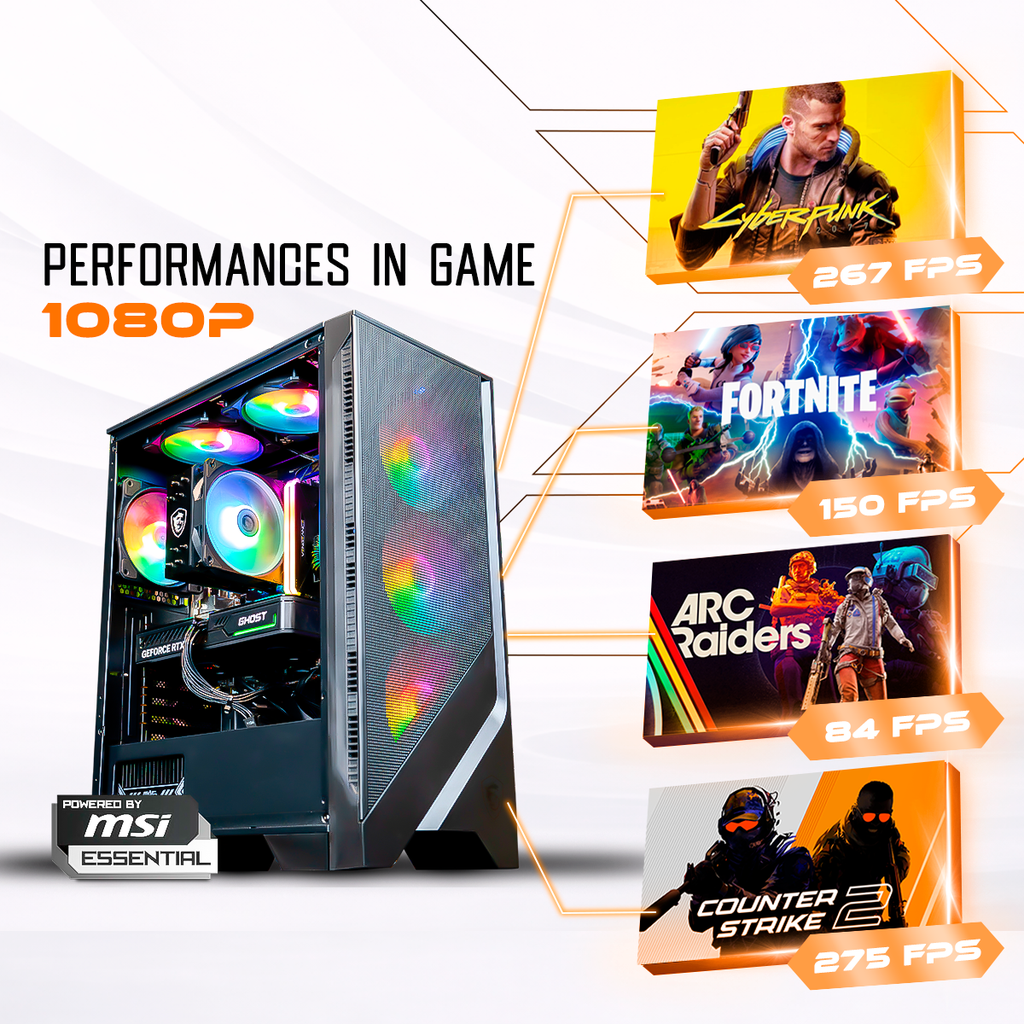 Performances gaming du PC Typhoon FlowUP en 1080p : 221 FPS sur Cyberpunk 2077 et 150 FPS sur Fortnite