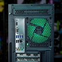 Vue arrière du PC gamer Rift RX 9060 XT montrant le panneau de connectique complet de la carte mère