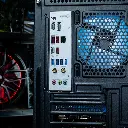 Vue arrière du PC gamer Primal Radeon RX 9070 XT montrant les ports USB, Wi-Fi et Ethernet de la carte mère MSI B850