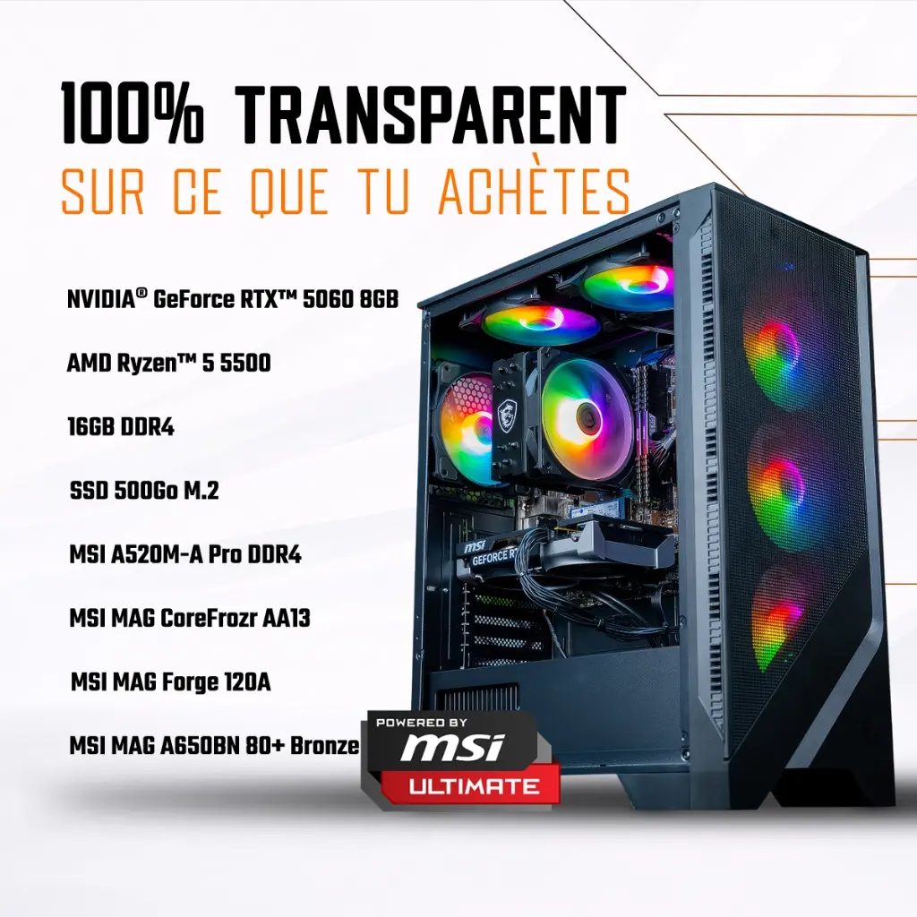 PC Phoenix GEFORCE RTX™ 5060 Ti 8GB Powered By MSI