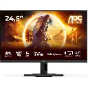 Vue de face de l'écran PC gamer AOC 25G4SRE affichant un guerrier avec bouclier devant un halo lumineux et ses caractéristiques techniques dont le 310Hz