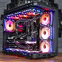 Vue latérale du PC gamer Ascent X3D GEFORCE RTX™ 5080 avec boîtier NZXT, panneau en mesh et éclairage ARGB bleu