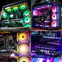 Quatre vues détaillées du PC gamer Ascent X3D montrant le waterblock Arctic Liquid Freezer III, la mémoire RAM Kingston FURY et la carte graphique MSI