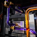 Watercooling custom PC TITAN X Threadripper 7960X avec double RTX 5090 tubes rigides RGB haute performance