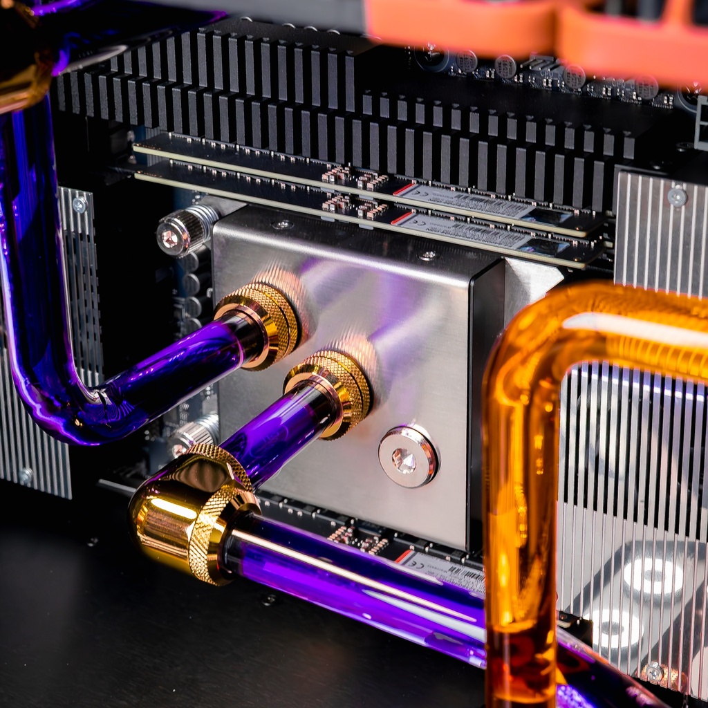 Waterblock CPU Threadripper 7960X watercooling custom PC TITAN X avec double RTX 5090 haute performance