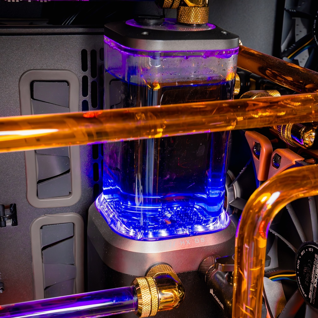 Réservoir watercooling custom RGB PC TITAN X double RTX 5090 refroidissement liquide ultra haute performance