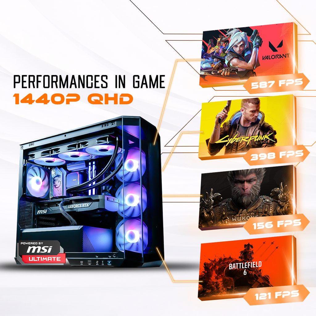PC gamer Diamant GeForce RTX™ 5070 Ti MSI 1440p QHD 4K Intel i5 14600KF 32Go DDR5 1To SSD hautes performances gaming FPS élevés
