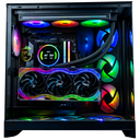 Visuel promotionnel du PC gamer Kraken : un setup ultra haut de gamme équipé d’une RTX 5090, d’un Ryzen 9 9950X3D et d’un watercooling NZXT Kraken Elite 360 RGB, le tout installé dans un NZXT H9 Flow RGB+ pour un airflow optimal et un rendu RGB spectaculaire