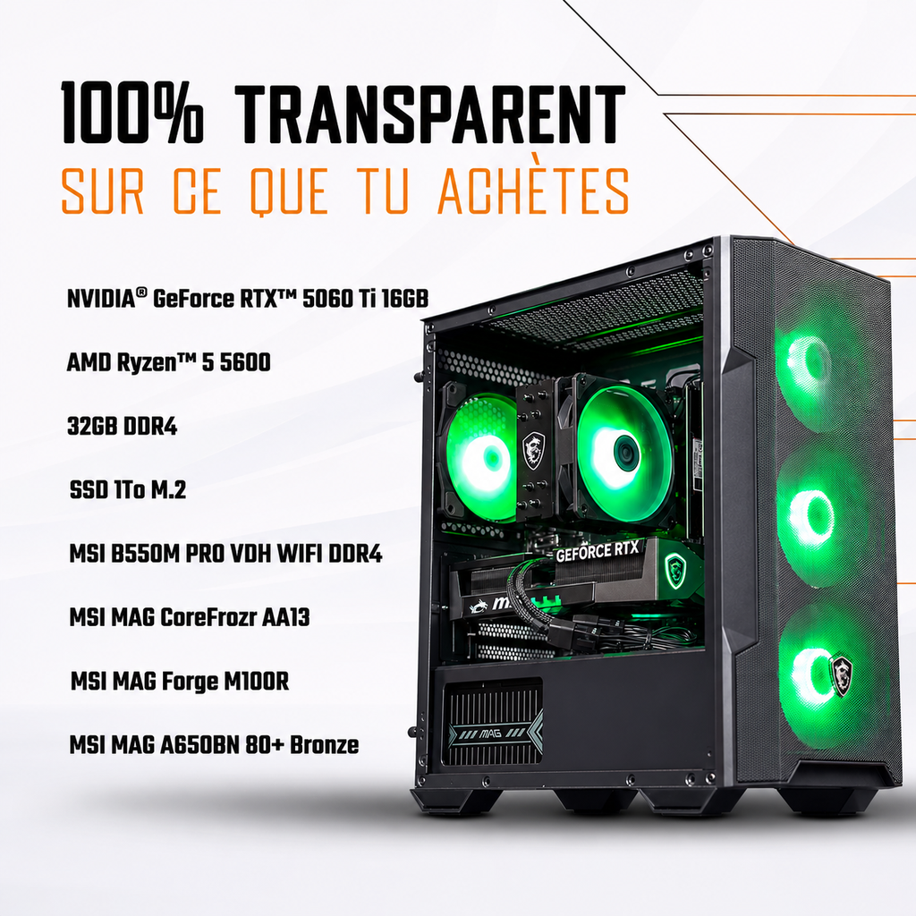 PC Mirage GeForce RTX™ 5060 Ti Powered by MSI