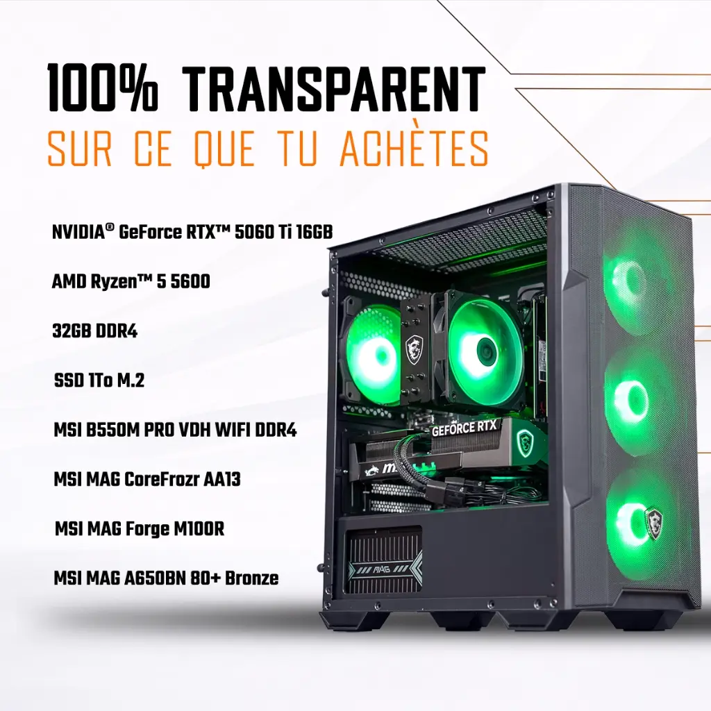 PC Mirage GeForce RTX™ 5060 Ti Powered by MSI