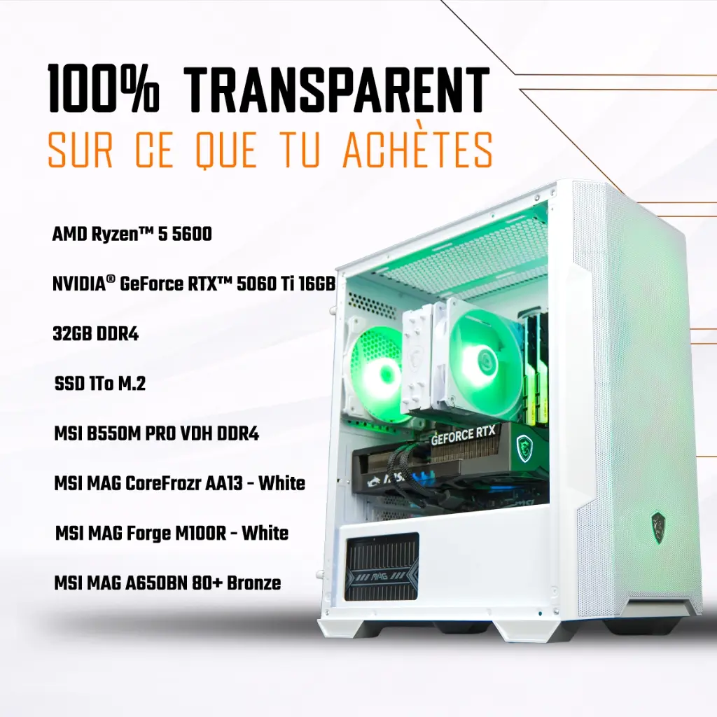 PC Mirage GeForce RTX™ 5060 Ti Powered by MSI
