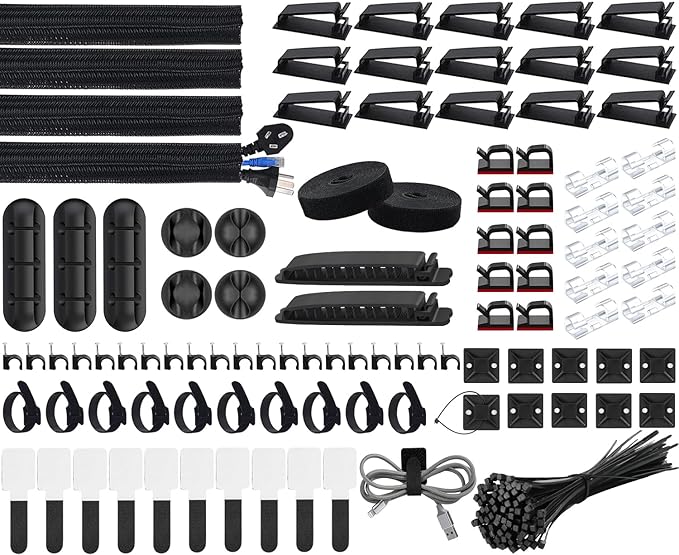 SOULWIT - Kit complet de gestion des câbles - 200 pièces - Black