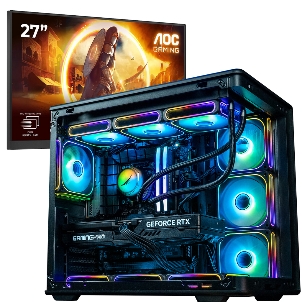 STARTER PACK FLOWUP – PC Rainbow + écran AOC 27" 160Hz UHD