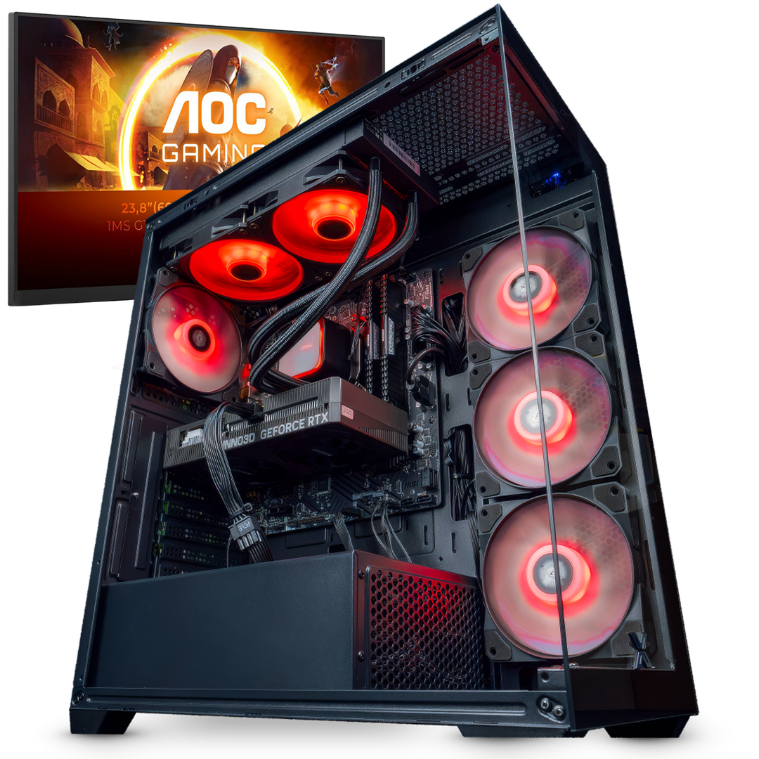 [p] STARTER PACK FLOWUP – PC ANTI-CRISE + AOC 24"" / 180Hz / FHD / IPS / Flat - Écran PC