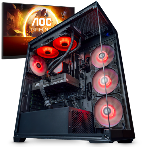 [p] STARTER PACK FLOWUP – PC ANTI-CRISE + AOC 24" / 180Hz / FHD / IPS / Flat - Écran PC