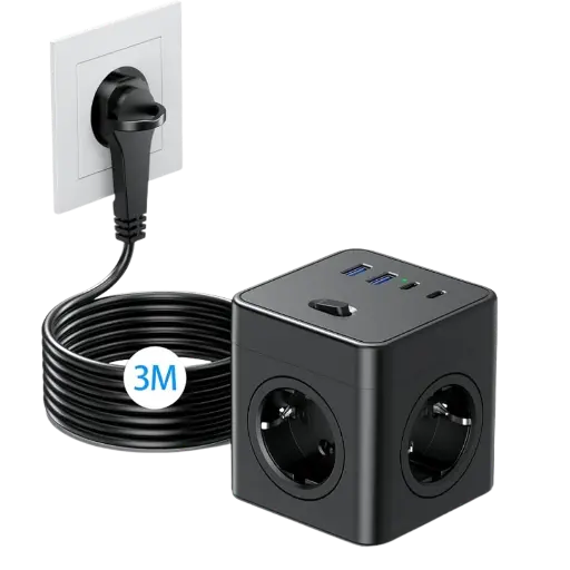 [X002E6PZDD] Cube Multiprise 8 en 1 - Noir